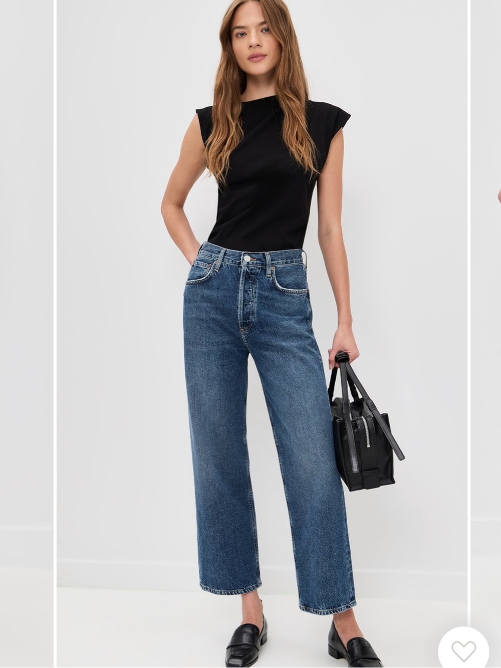 Agolde REN Classic High-Rise Cropped Wide Leg Jeans Medium Blue Size 25